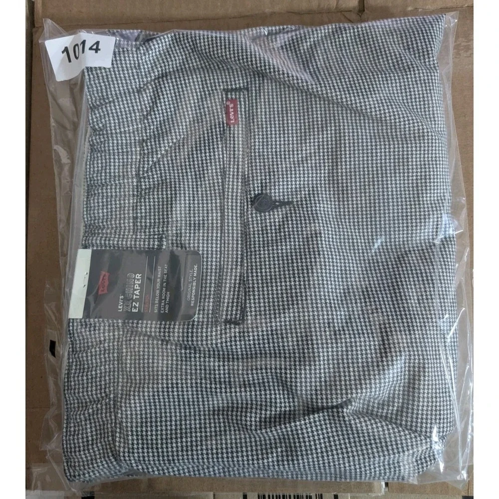 Levi's XX Chino EZ Taper Pants Mens 4XL Black White Houndstooth Stretch Big Tall